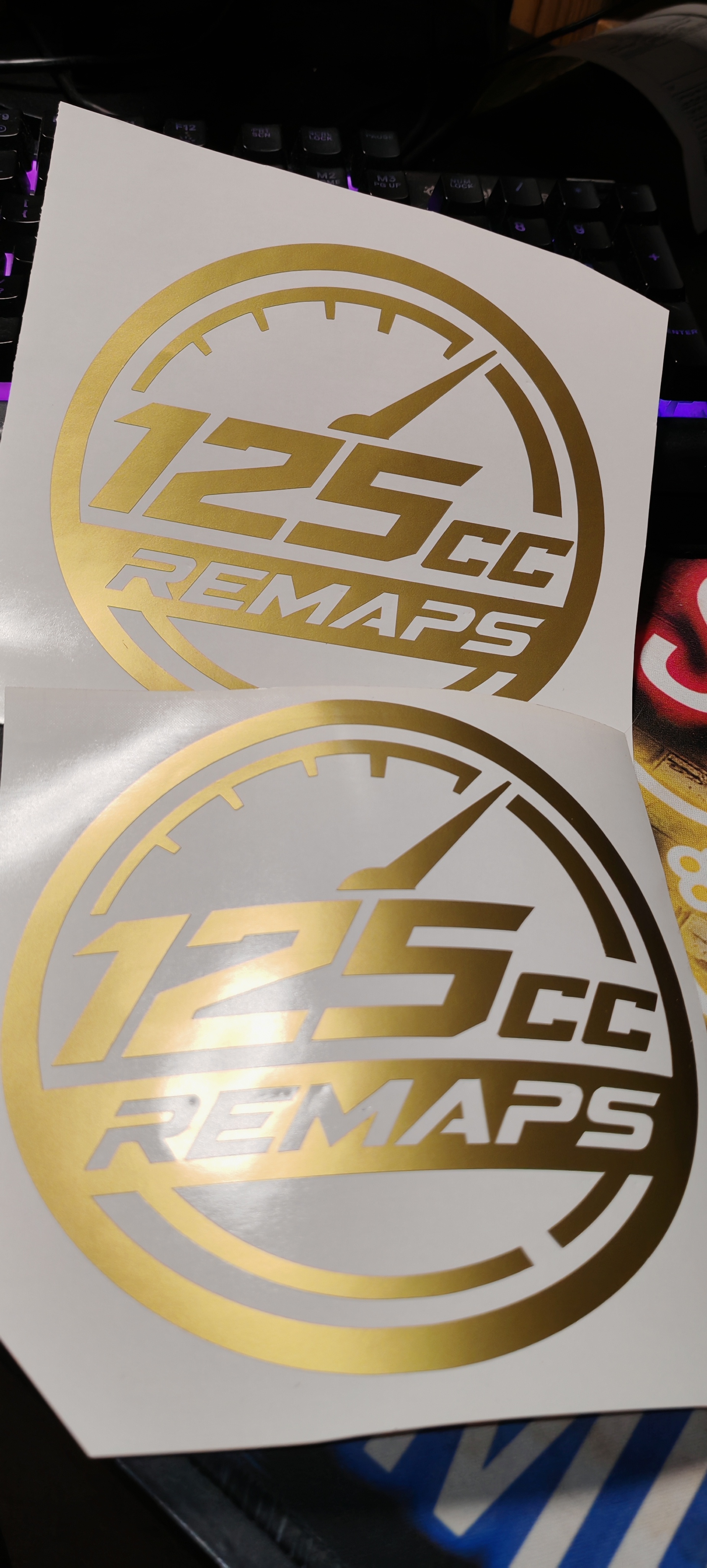 125cc remaps sticker 15cm/3inch gold x2 - Image 1